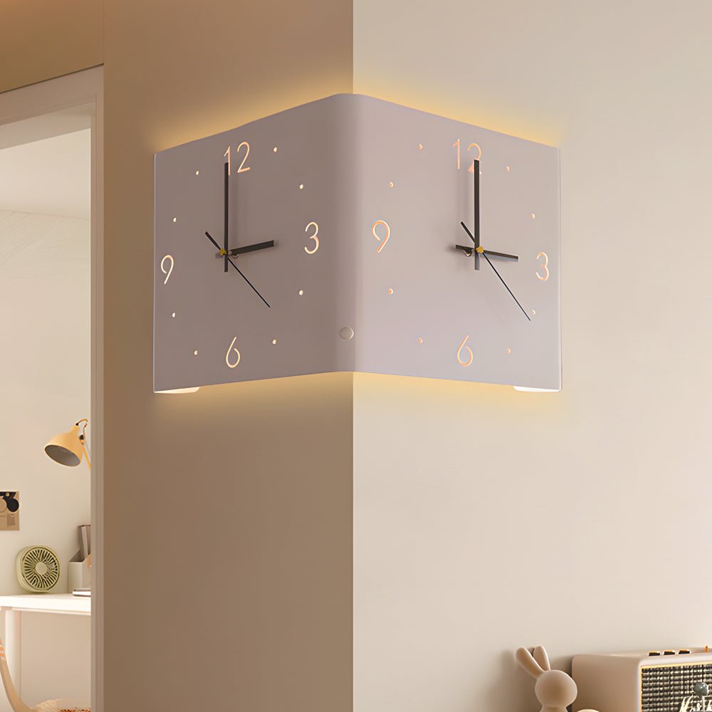 Quadratisch metallstile hinterleuchtete Led -Ecke Wanduhr moderne Wanddekoration 1