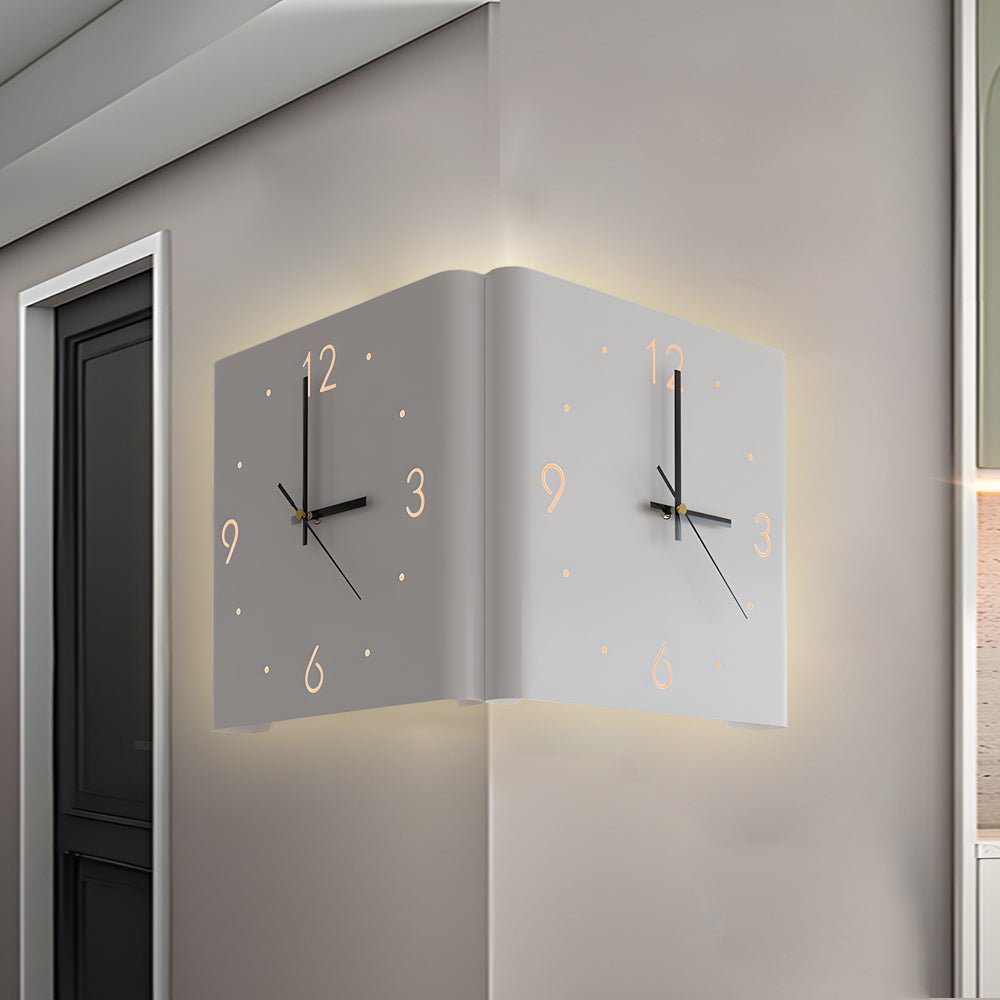 Quadratisch metallstile hinterleuchtete Led -Ecke Wanduhr moderne Wanddekoration 5