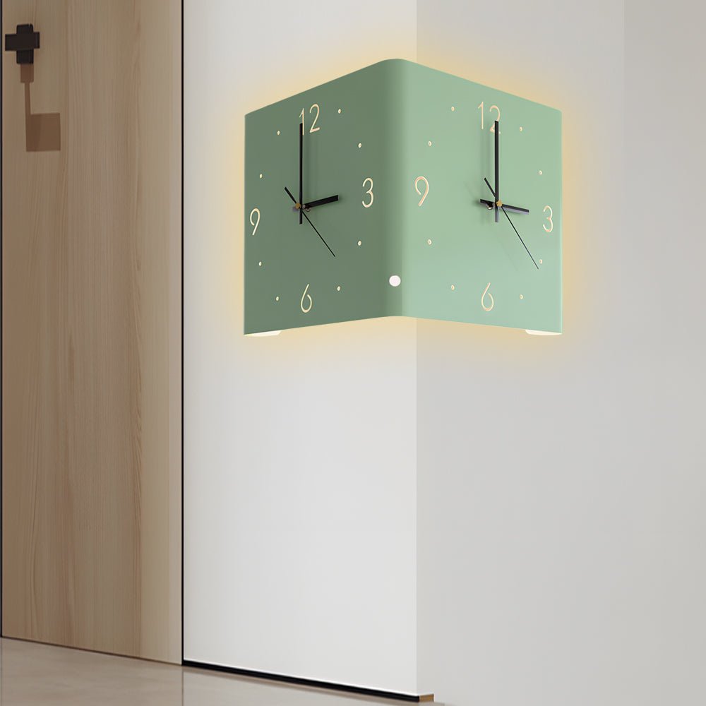 Quadratisch metallstile hinterleuchtete Led -Ecke Wanduhr moderne Wanddekoration 9