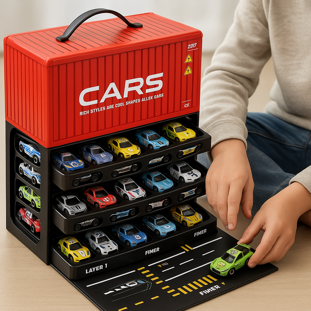 Rennwagen Spielset mit 48 Autos und Rennstrecke – Kreatives Spielzeug für Kinder ab 3 Jahren, Langlebig und Lehrreich 0