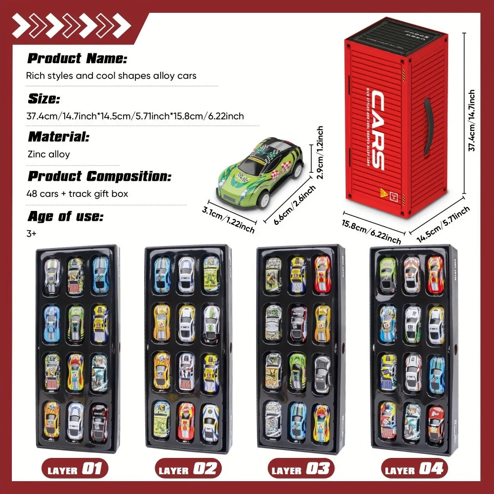 Rennwagen Spielset mit 48 Autos und Rennstrecke – Kreatives Spielzeug für Kinder ab 3 Jahren, Langlebig und Lehrreich 2