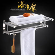  Edelstahl -Badezimmerhandtuchhalter - Wand -montiertes Handtuchregal mit Aufbewahrungsbrett-2