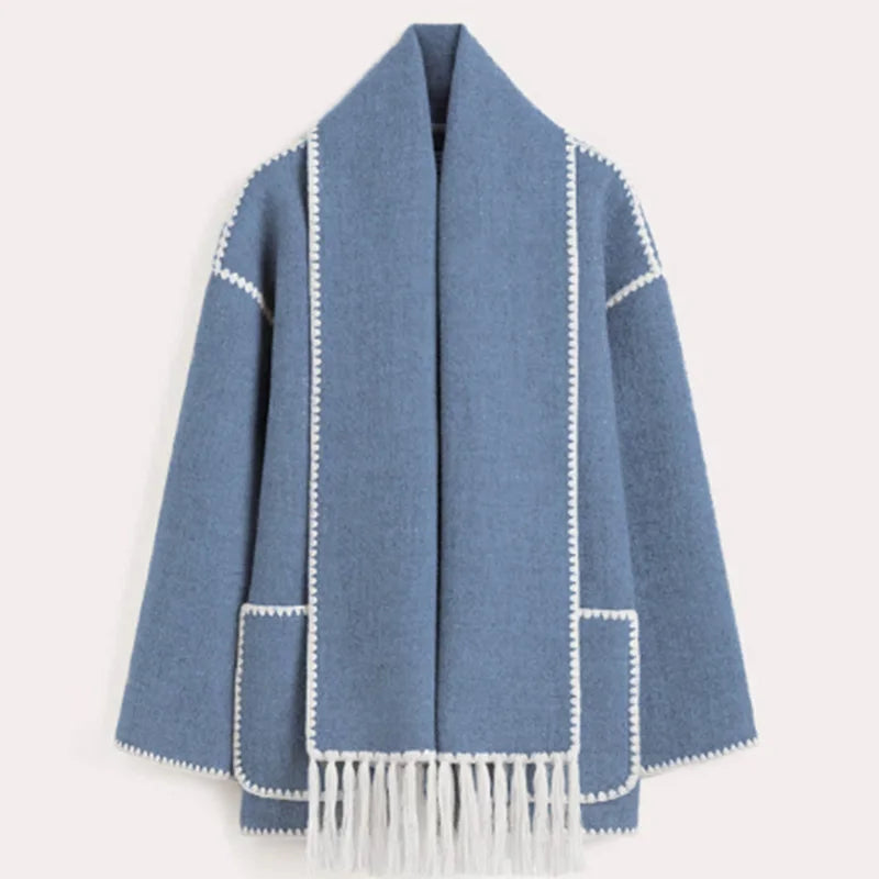 Hermia | Eleganter Damenmantel mit Schal – Stilvoller Wintermantel