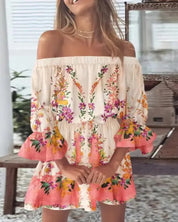 ELSIE | Sexy Off-Shoulder Bedrucktes Kleid