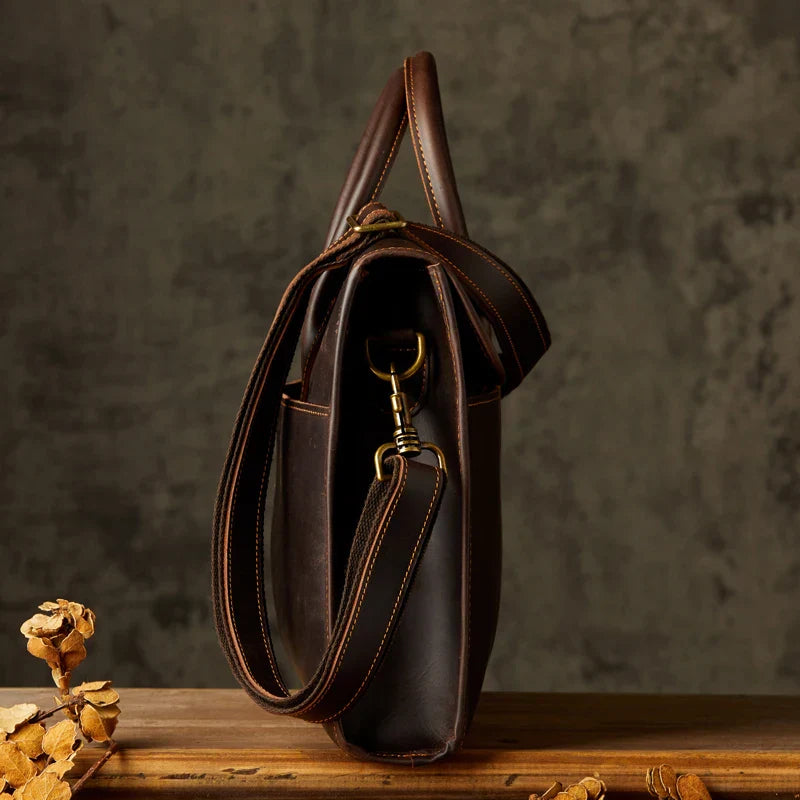 Liam | Herren Echte Leder Business Aktentasche Crossbody Messenger Tasche