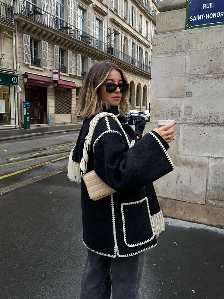 Hermia | Eleganter Damenmantel mit Schal – Stilvoller Wintermantel