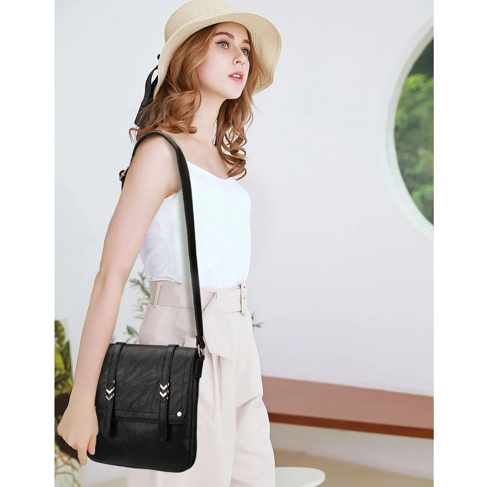 Lila | Doppeltes Fächertasche Crossbody Sling Tasche