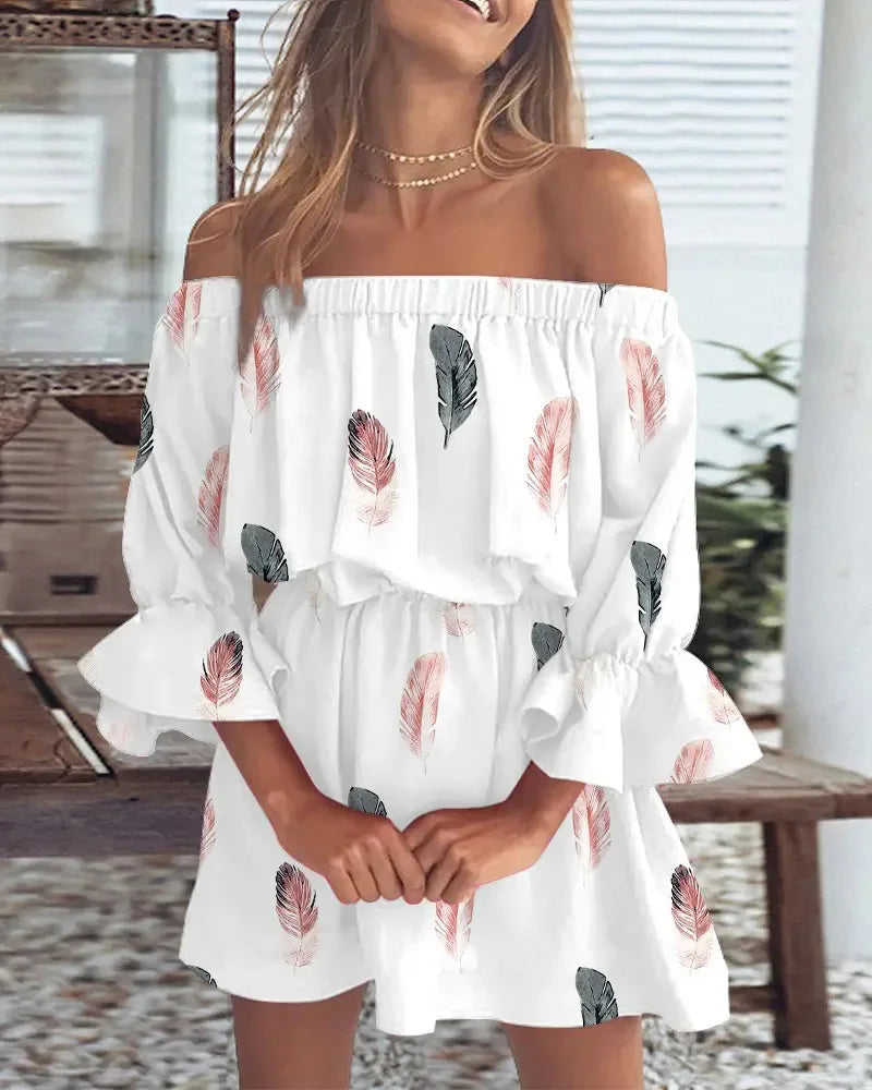 ELSIE | Sexy Off-Shoulder Bedrucktes Kleid