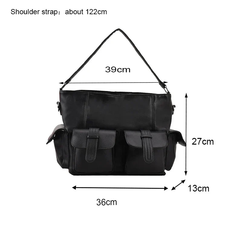 Ella | Große Kapazität Punk Leder Umhängetasche Motorrad