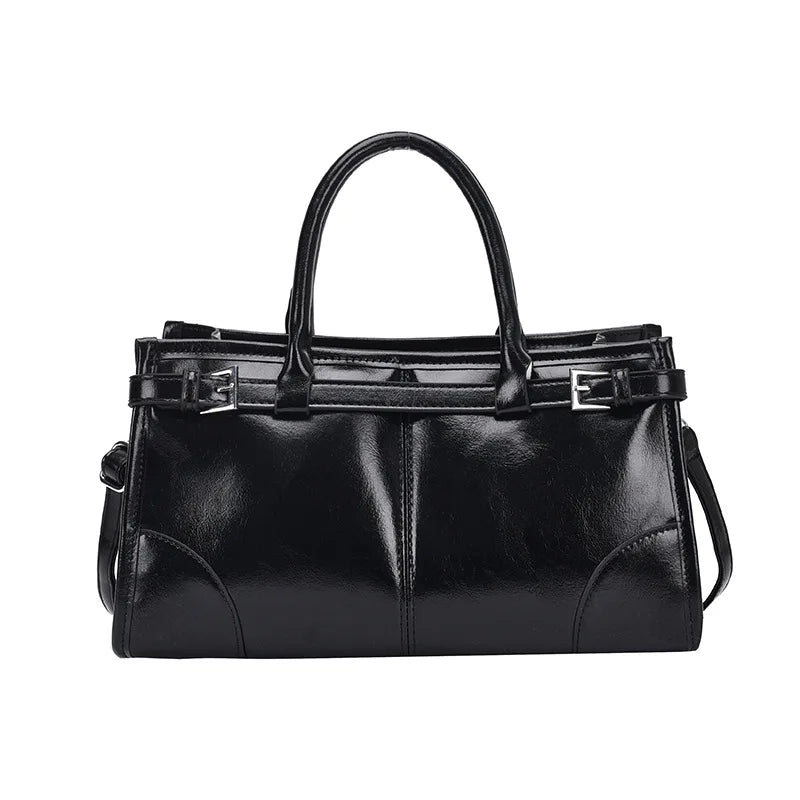 Clara | Große Retro Leder Umhängetasche