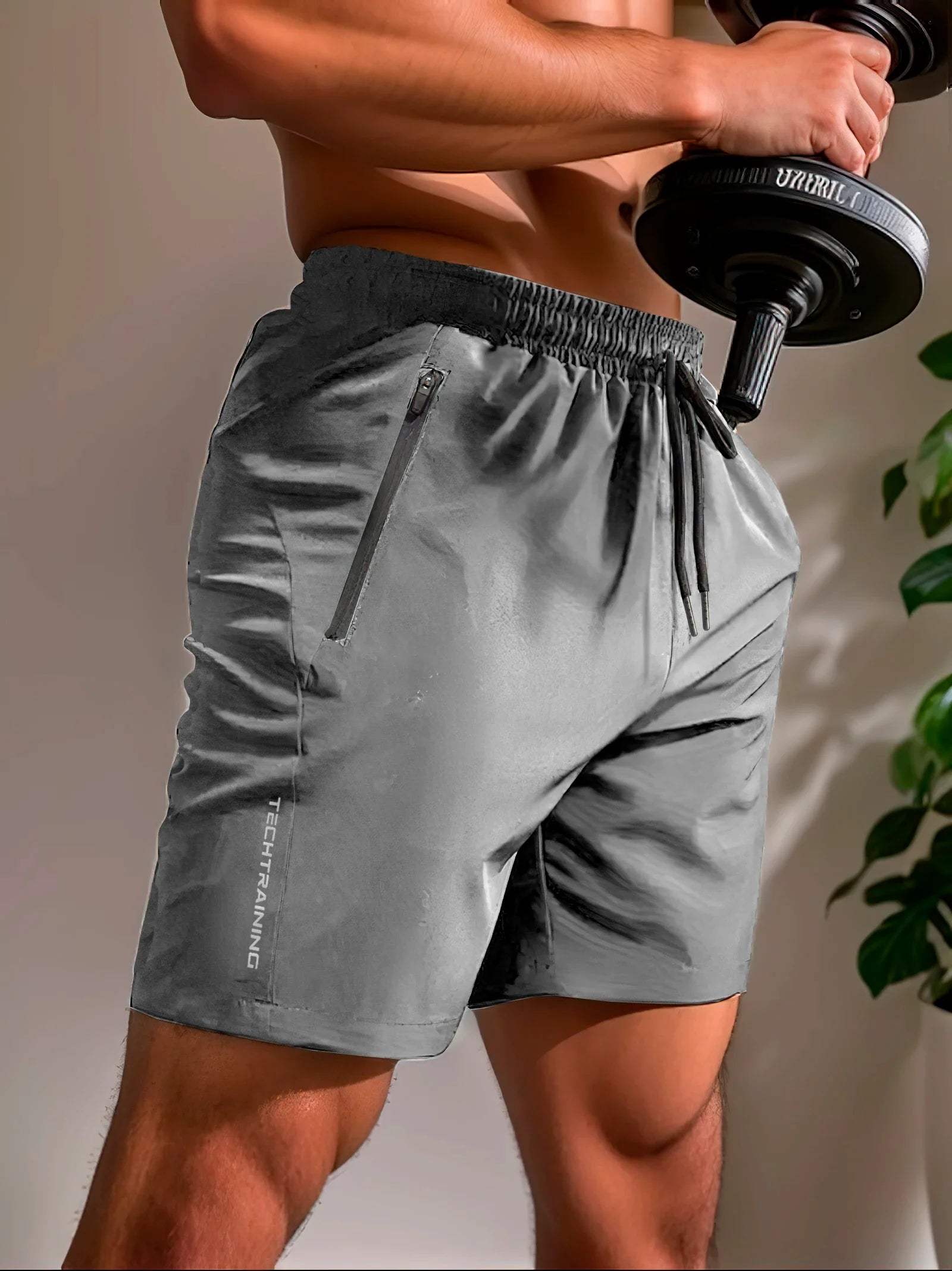  Männer -sportliche Shorts - Leichte Feuchtigkeitswicking - Stretch Fabric - Reißverschlusspocke-4