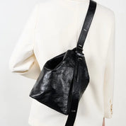 Noah | Echte Leder Geplooide Emmer Crossbody Messenger Tasche