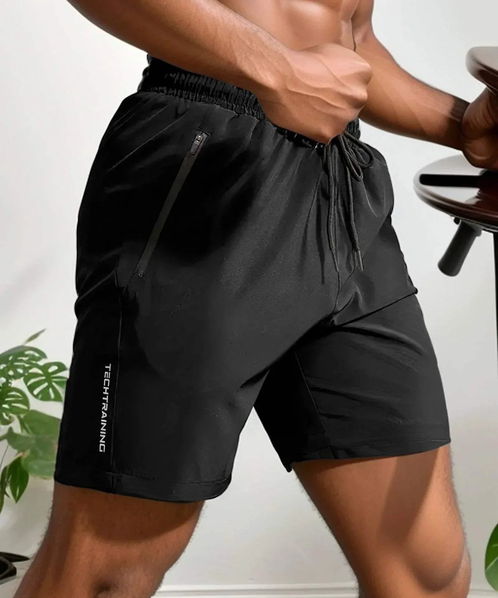  Männer -sportliche Shorts - Leichte Feuchtigkeitswicking - Stretch Fabric - Reißverschlusspocke-1