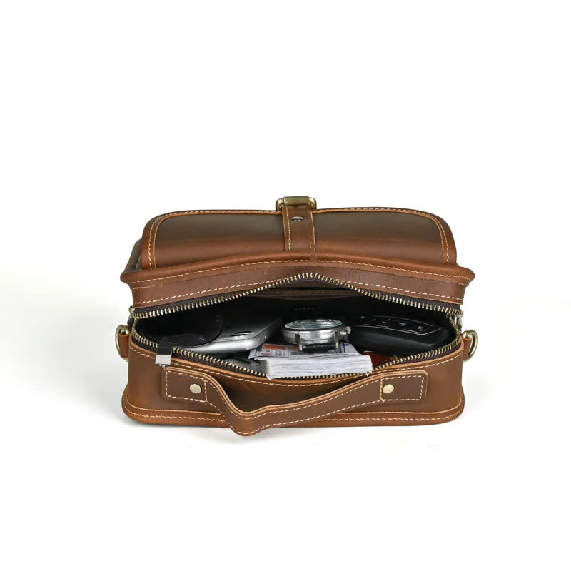Lucas | Retro Leder Kleine Crossbody Messenger Handtasche
