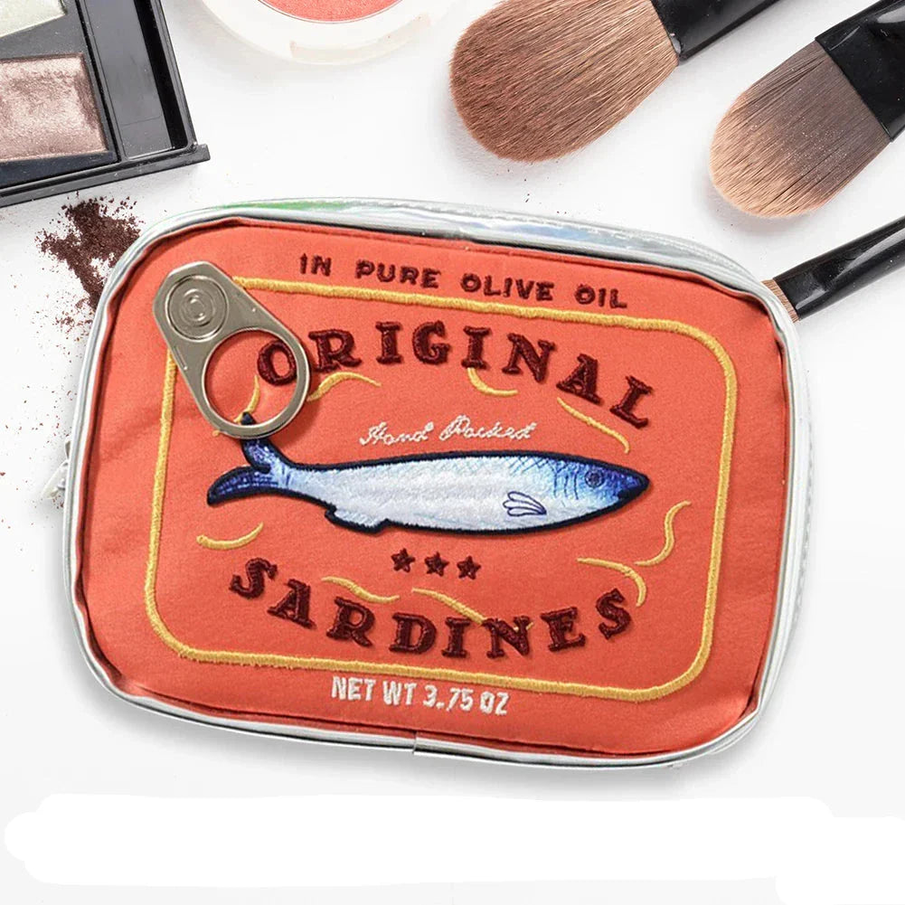 Cathy | Bestickte Katzen-Fisch Kosmetiktasche