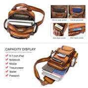 Liam | Vintage Rindsleder Leren Umhängetasche Reisetasche