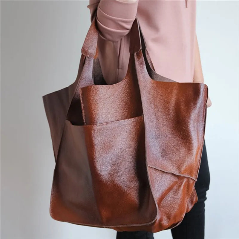 Lily | Damen Große Vegane Leder Tote Schultertasche