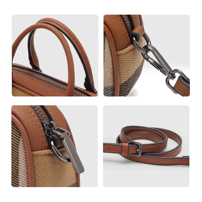 Iris | Vintage Ruit Canvas Umhängetasche