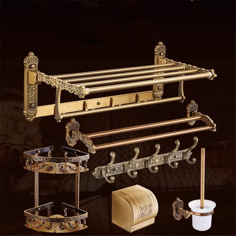  Badzubehör Set - Gravures Kupferdesign, einschließlich Handtuch und Papierhalter-2