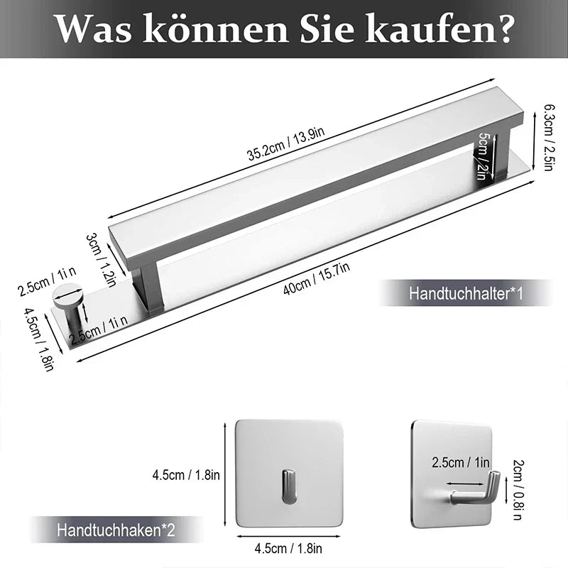  Handtuchregal -Selbstadhäsive Design mit silbernen Schwarz -Finish-6