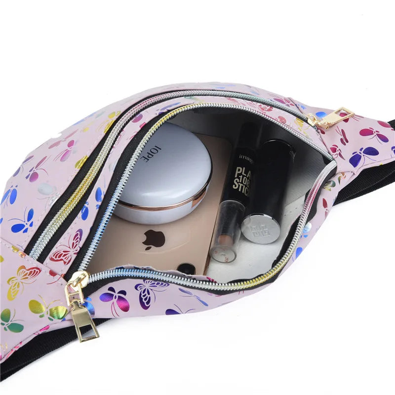 Lila | Damen Schmetterlingsdruck Crossbody Gürteltasche