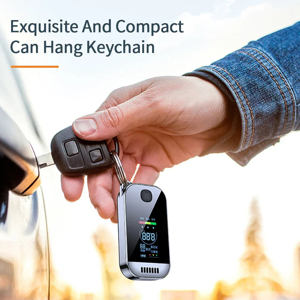 Kompakter Alkohol -Alkohol -Alkoholzauber -Schlüsselring mit LCD -Bildschirm - USB -wiederaufladbarer Alkoholtester für genaue Messungen-2