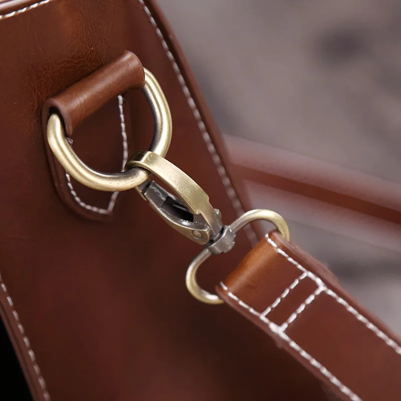Liam | Retro PU Leder Aktentasche Crossbody Messenger Tasche
