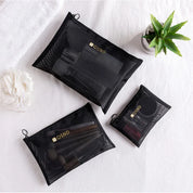 Indy | Schwarze Netz-Reise-Schminktasche mit Reißverschluss