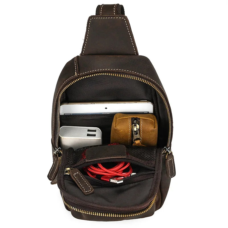 Mason | Herren Retro Echte Ledertasche Anti-Diebstahl Umhängetasche Brusttasche