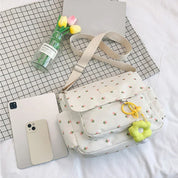 Eva | Damen Blumen Canvas Schultertasche