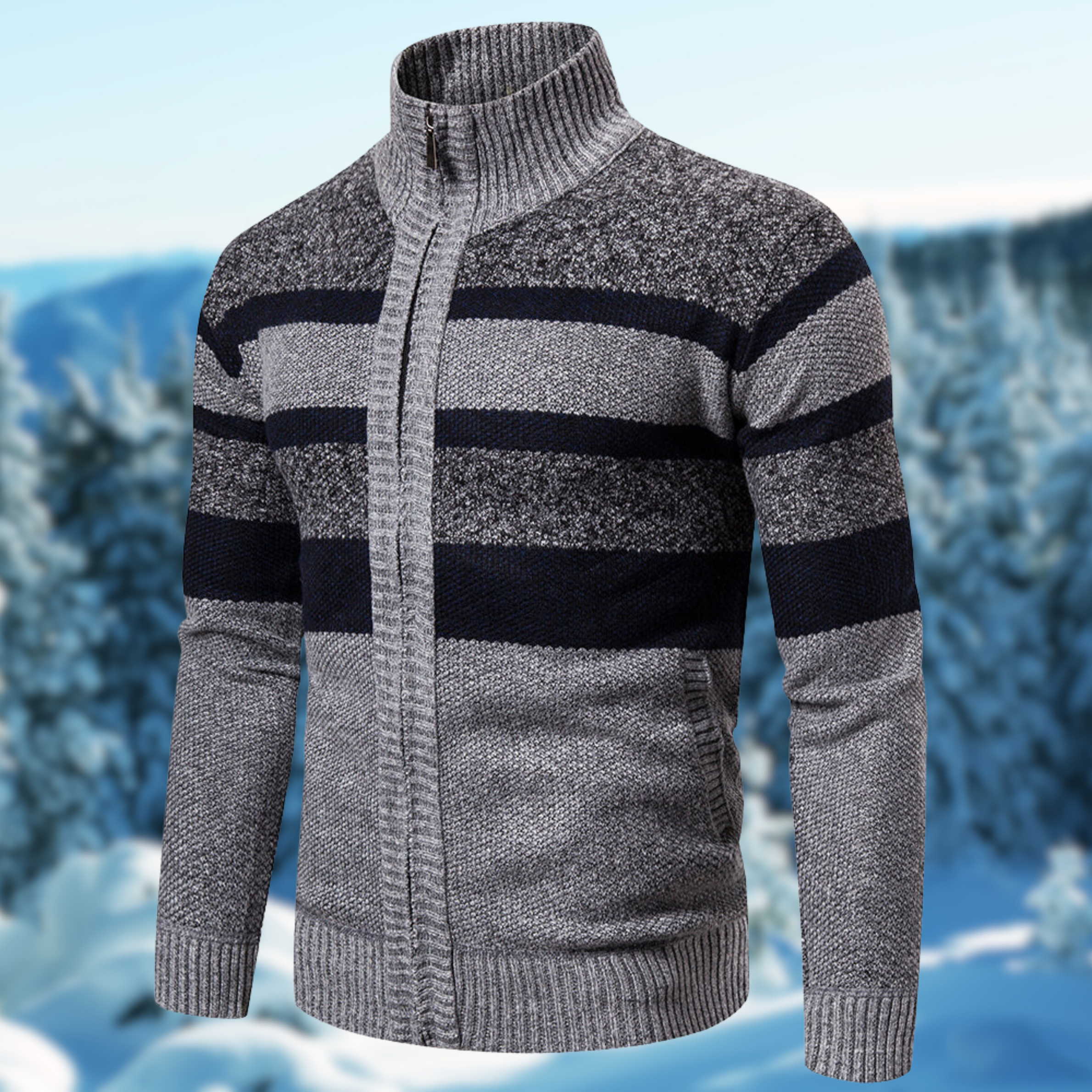 Marzell | Winterwarmer Herrenpullover Gestreifter Look
