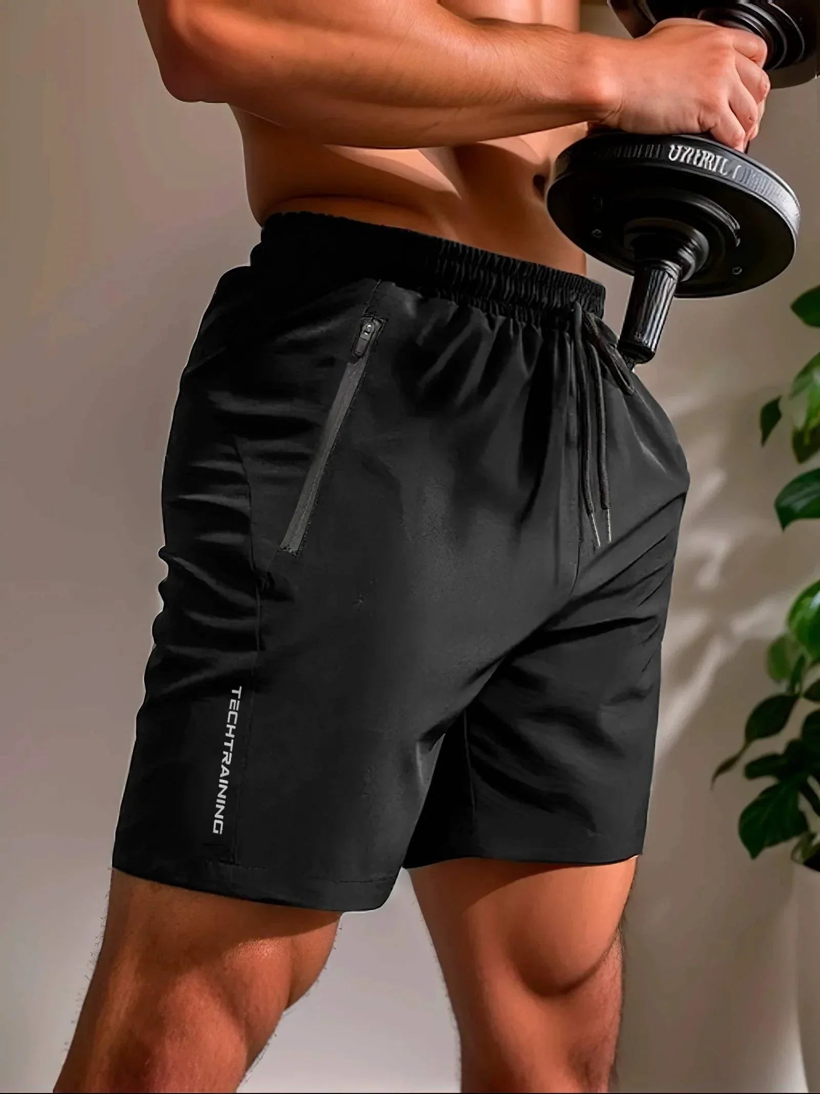  Männer -sportliche Shorts - Leichte Feuchtigkeitswicking - Stretch Fabric - Reißverschlusspocke-3
