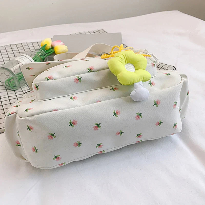 Eva | Damen Blumen Canvas Schultertasche