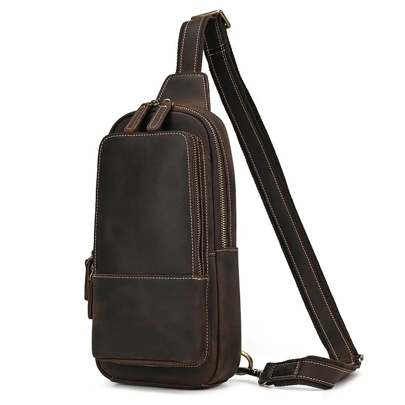 Mason | Herren Retro Echte Ledertasche Anti-Diebstahl Umhängetasche Brusttasche