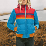 Karina | Modische Retro-Winterjacke für Damen mit Streifenmuster
