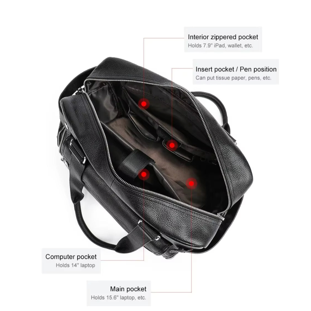 Ethan | Britischer Stil Leder Laptop- und Schultertasche