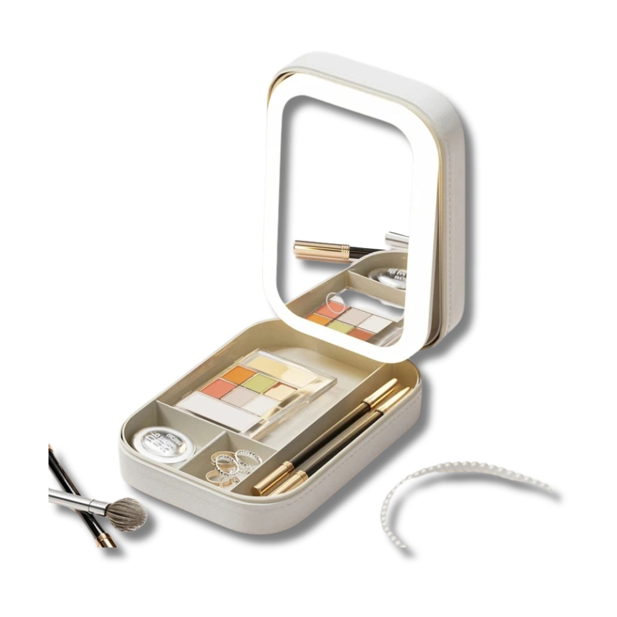 Kori | Tragbarer LED-beleuchteter Spiegel Reise-Make-up-Tasche