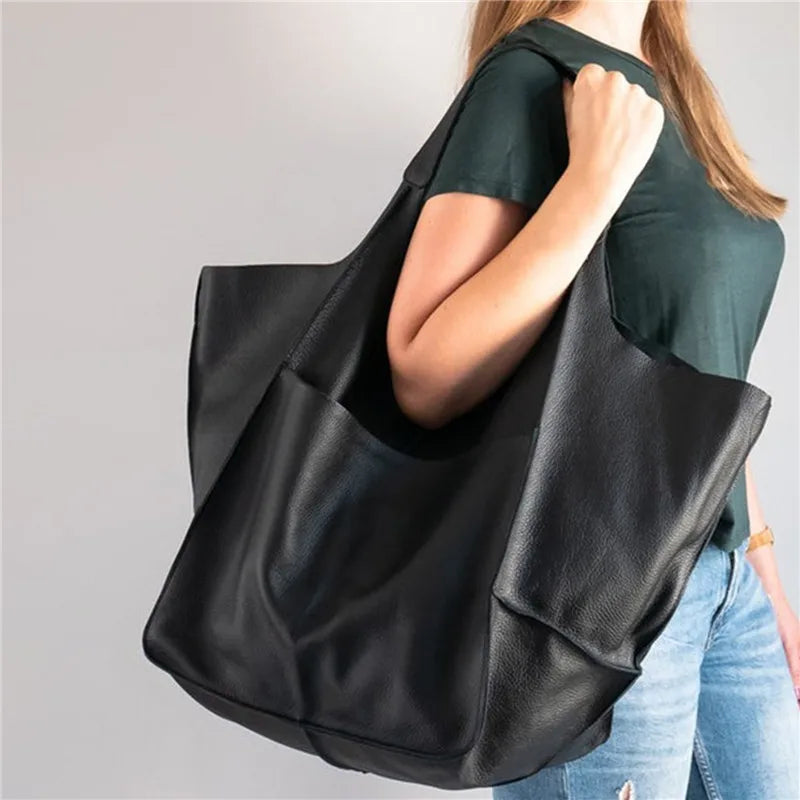 Lily | Damen Große Vegane Leder Tote Schultertasche