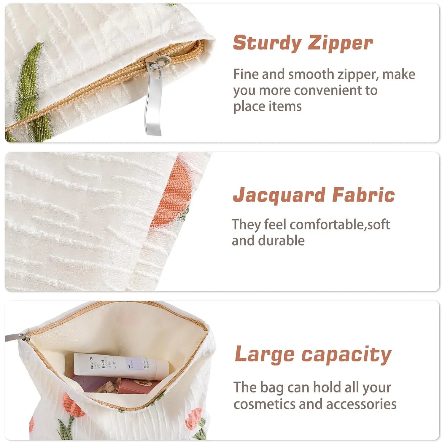 Nataly | Tulpen Blumen gesteppte Leinwand Kosmetik Make-up Tasche