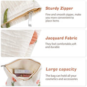 Nataly | Tulpen Blumen gesteppte Leinwand Kosmetik Make-up Tasche