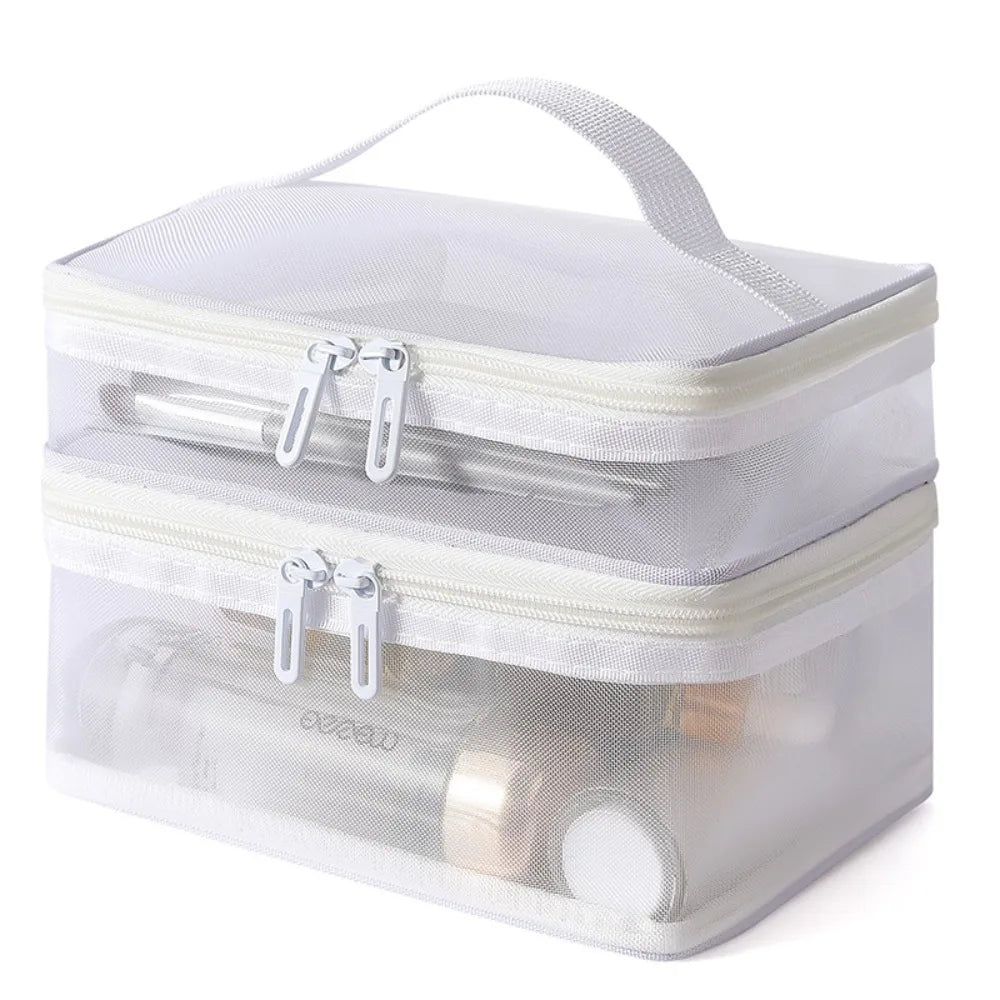 Lakelyn | Doppeltschicht große Netz-Reise-Kosmetiktasche