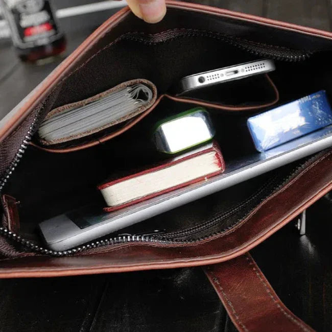 Liam | Retro Geschäfts Leder Schultertasche