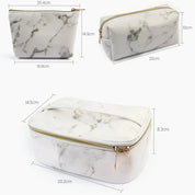 Lilyana | Marmor Eleganz 3-in-1 Kosmetik-Make-up Reisetaschen-Set