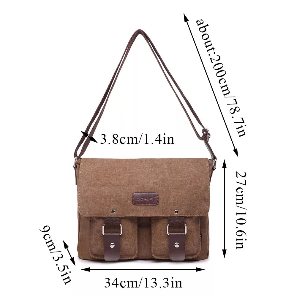 Max | Vintage Canvas Leder Schultertasche für Männer