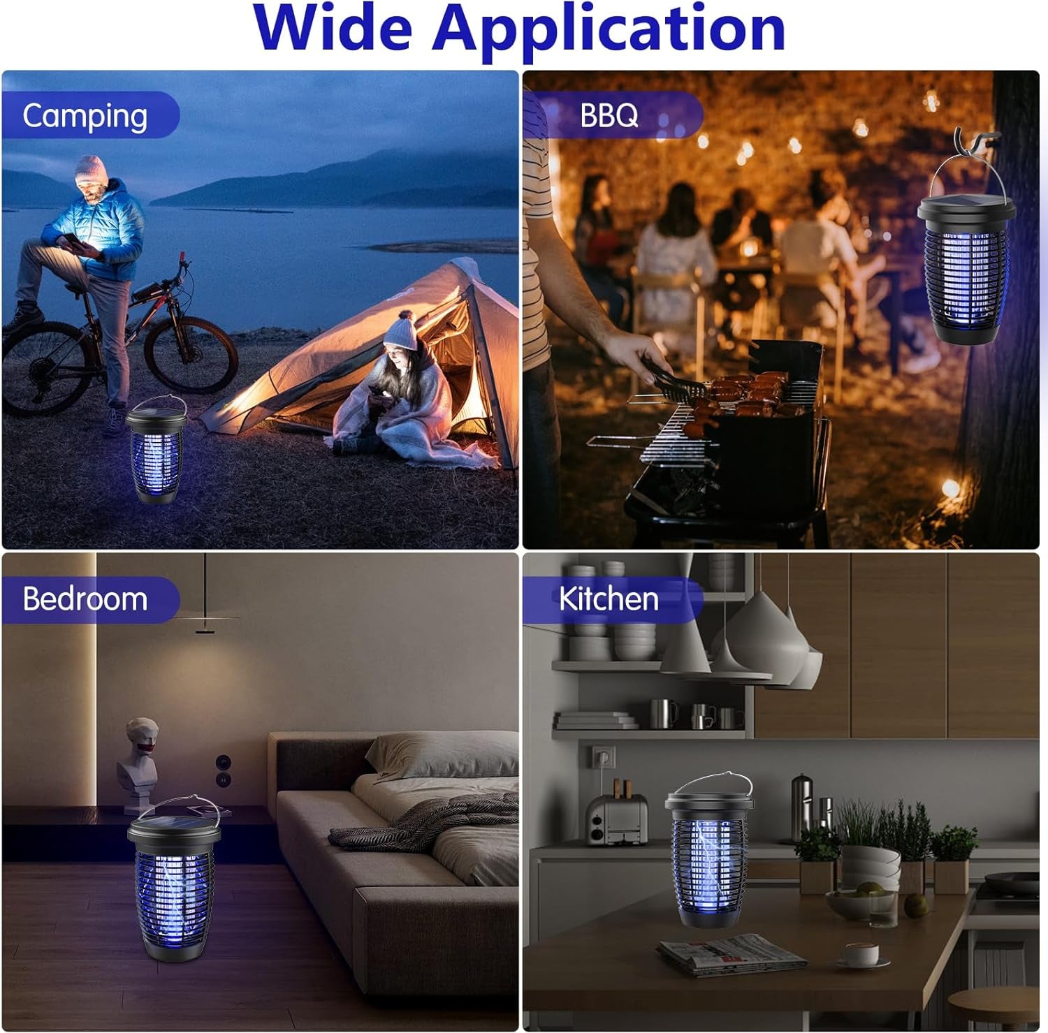 Solar-Insektenvernichter, 2-in-1-Mückenvernichterlampe – 4500 V, Fliegenfalle für drinnen und draußen 2