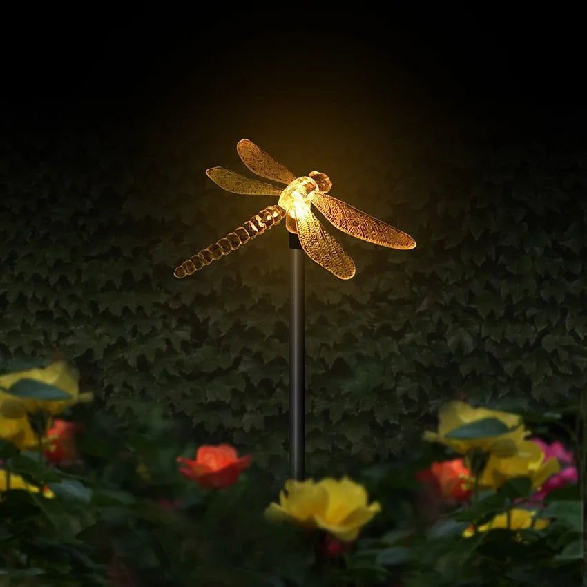 Solar Gartenlampe mit Buntkolibri, Schmetterling und Libelle – Wetterfestes, Umweltfreundliches Design für Charmante Außenbeleuchtung 7