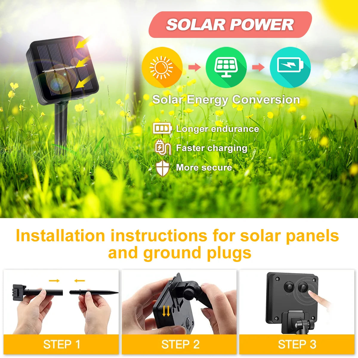 Solar Gartenlichter mit 30 LEDs – Wetterfeste Mini-Lichter in Warmweiß mit 8 Beleuchtungsmodi für Außenbereiche 4