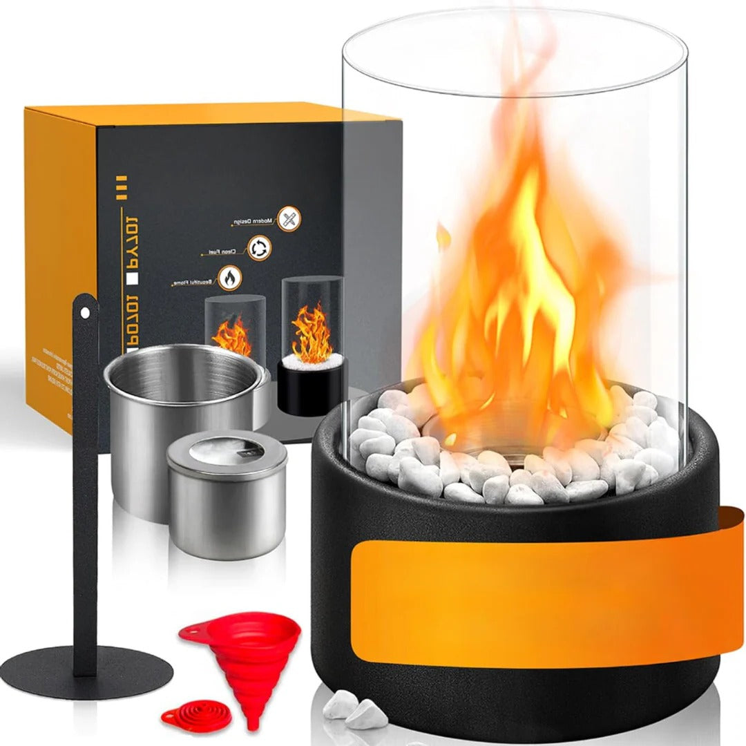 Tragbarer Tischkamin aus Glas 3