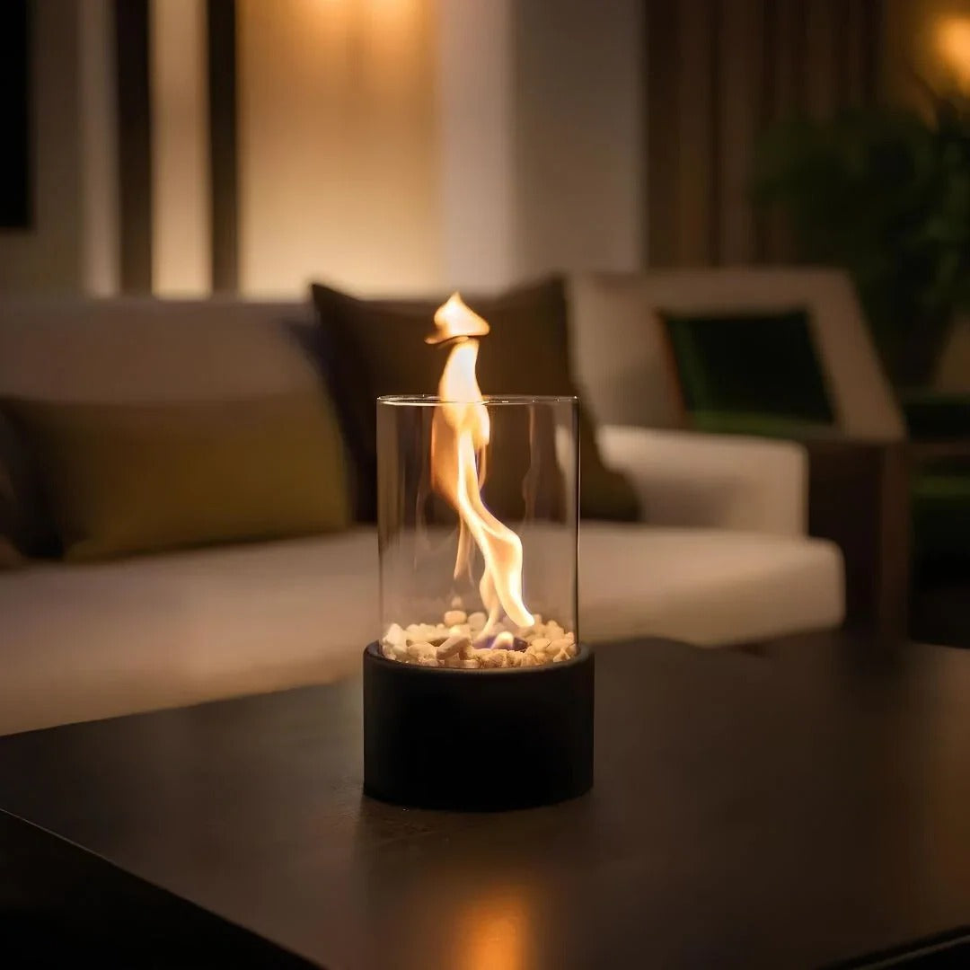 Tragbarer Tischkamin aus Glas 7