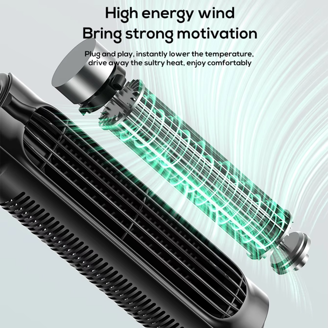 Tragbarer USB-Autositzventilator mit verstellbarem Kopfstützengurt 5